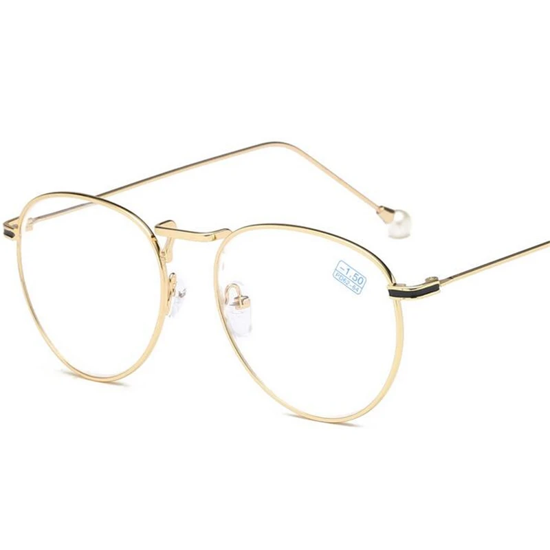 -1.0 -1.5 -2.0 At -6.0 Pearl Færdig Nærsynethed Briller Til Kvinder Tendens Round Metal Frame Kvindelige kortsynede Briller 1