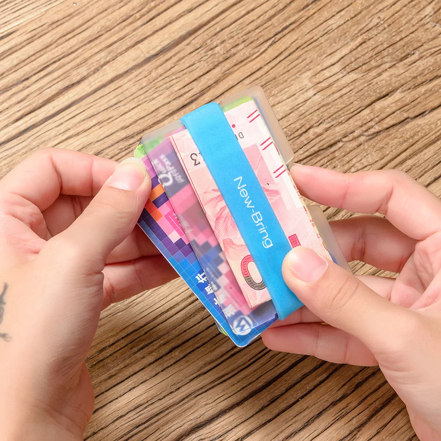 NewBring Sommeren Fluorescens Mini Kreditkort Indehaveren Mand visitkort Penge Lille Tegnebog ID Holder Polycarbonat Klip Kvinder 1