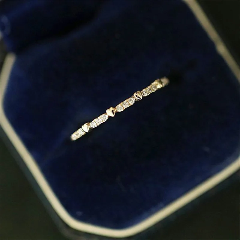 Søde Boho Kvindelige Små Sten Ring Lover Guld Farve Hjerte Engagement Ring Mode Vielsesringe For Kvinder 1