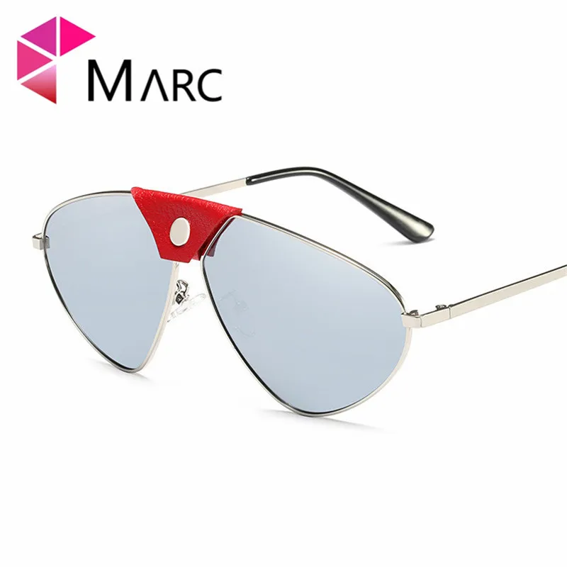 MARC Læder Dekoration Polariseret Solbriller Kvinder Brand Mode Spejl Pilot Reflekterende Belægning Nuancer Mænd UV400 Trendy 1