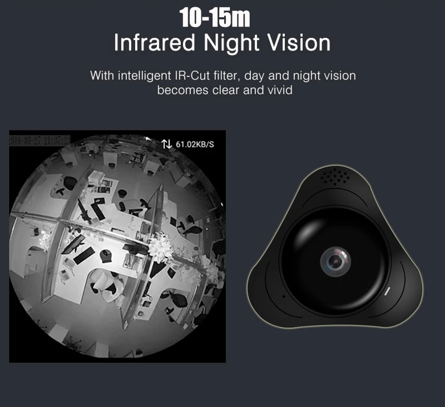EVKVO WIFI Kamera 360 Graders Panorama Hd 1080P HD MINI Trådløse IP Kamera Indendørs Home Security CCTV P2P Cloud YOOSEE Cam 1