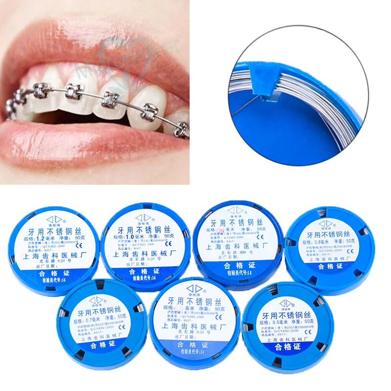 1 Rulle Dental Rustfrit Stål Wire For Ortodontisk Tænder Kirurgiske Instrumenter 0.5/0.7/0.8/0.9/1.0/1.2 mm Mayitr For Tænderne 1