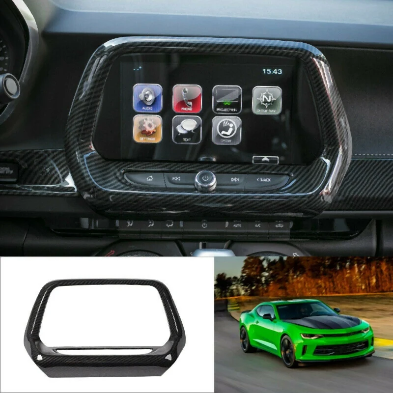 Carbon Fiber ABS Centrale Console-Displayet Navigation Sn Trim Panel for Chevrolet Camaro 2016-2020 Bil Tilbehør 1