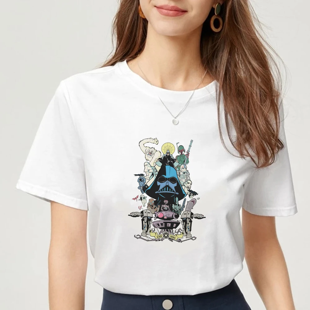 Disney Fashion Søde GALAXY S EDGE Star Wars-Print Kvinder Casual T-Shirt med O-Hals, Korte Ærmer Løs Unisex Tee Top 1