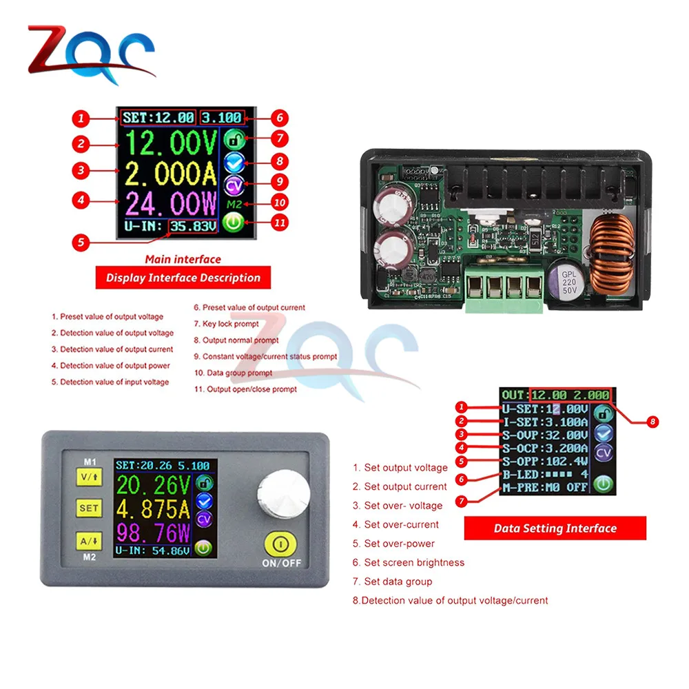 DPS5005 Kommunikation Funktion Konstant Spænding Programmerbare LCD-Display Trin Ned strømforsyningsmodul Buck Konverter Voltmeter 1