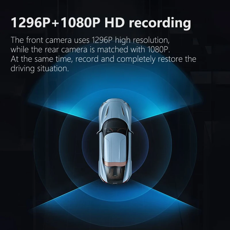 VVCAR F3 Dash cam GPS Full HD 1296P Bil DVR Kamera Dashcam Bageste 1080P Video-Optager Registrator 1