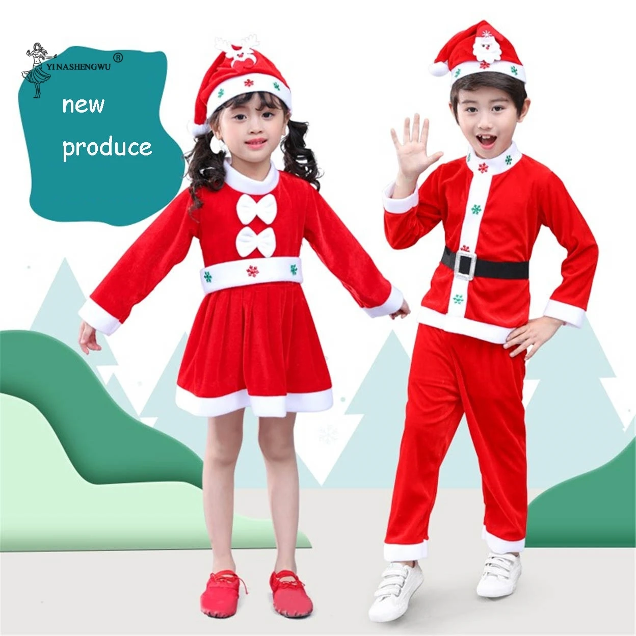 Pige Jule Outfit Sæt Tøj Drenge Kjoler, Der Passer Performance Tøj Christmas Santa Claus Kids Costumes Vinter Kostumer 1