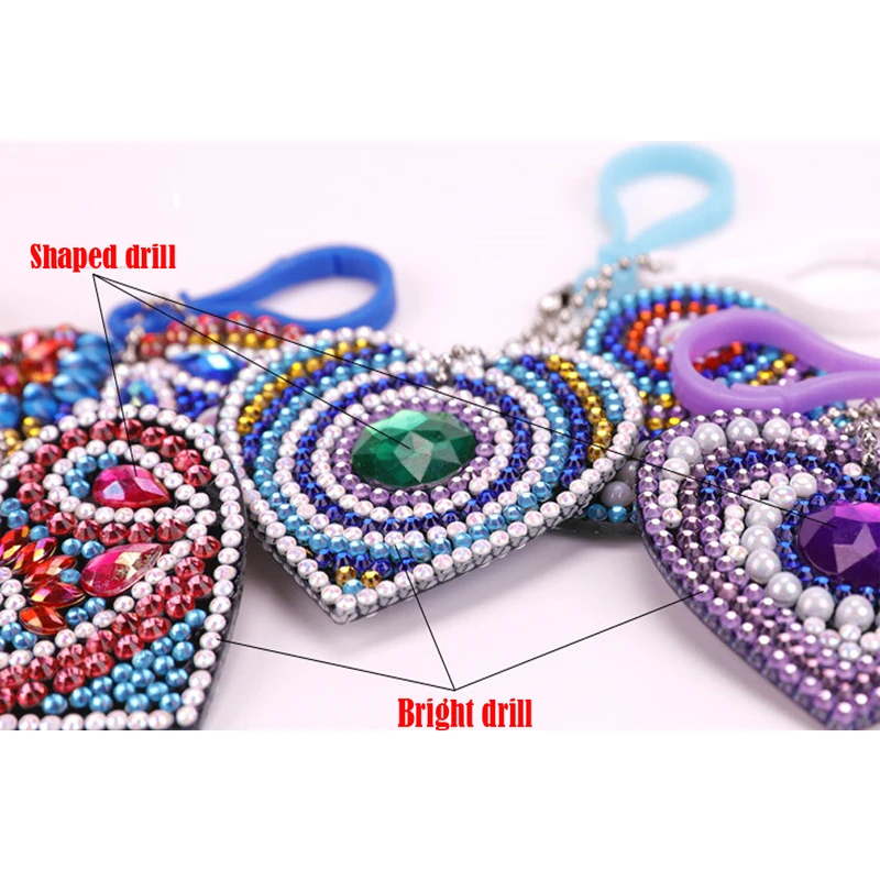 DIY Fuld runde Diamant Nøglering Specielt Formet Diamant Maleri Hjertet Dyr pige Nøglering Broderi julegave 1