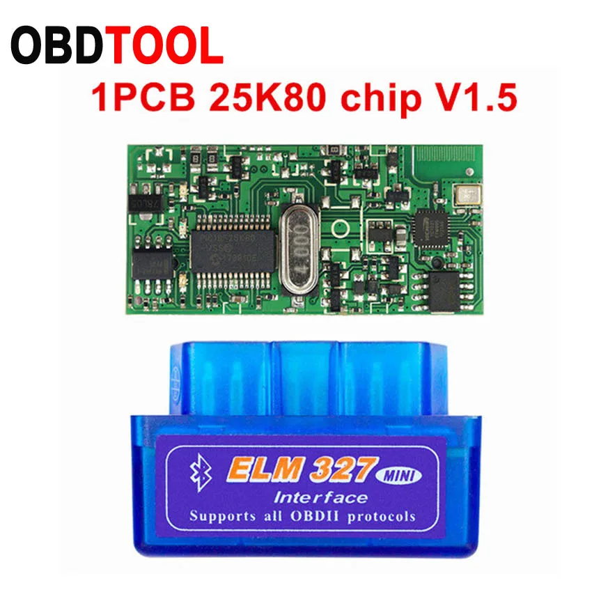 10stk V2.1 V1.5 MINI ELM327 Bluetooth ELM 327 Version 1.5 Med PIC18F25K80 Chip OBD2 / OBDII for Android Drejningsmoment Bil Code Scanner 1