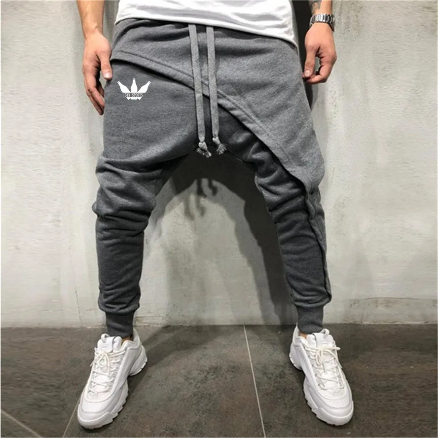 Mænd blyant bukser streetwear asymmetrisk personlighed design bomuld bukser mænd hip-hop joggere bukser trænings-og muskel sweatpants 1