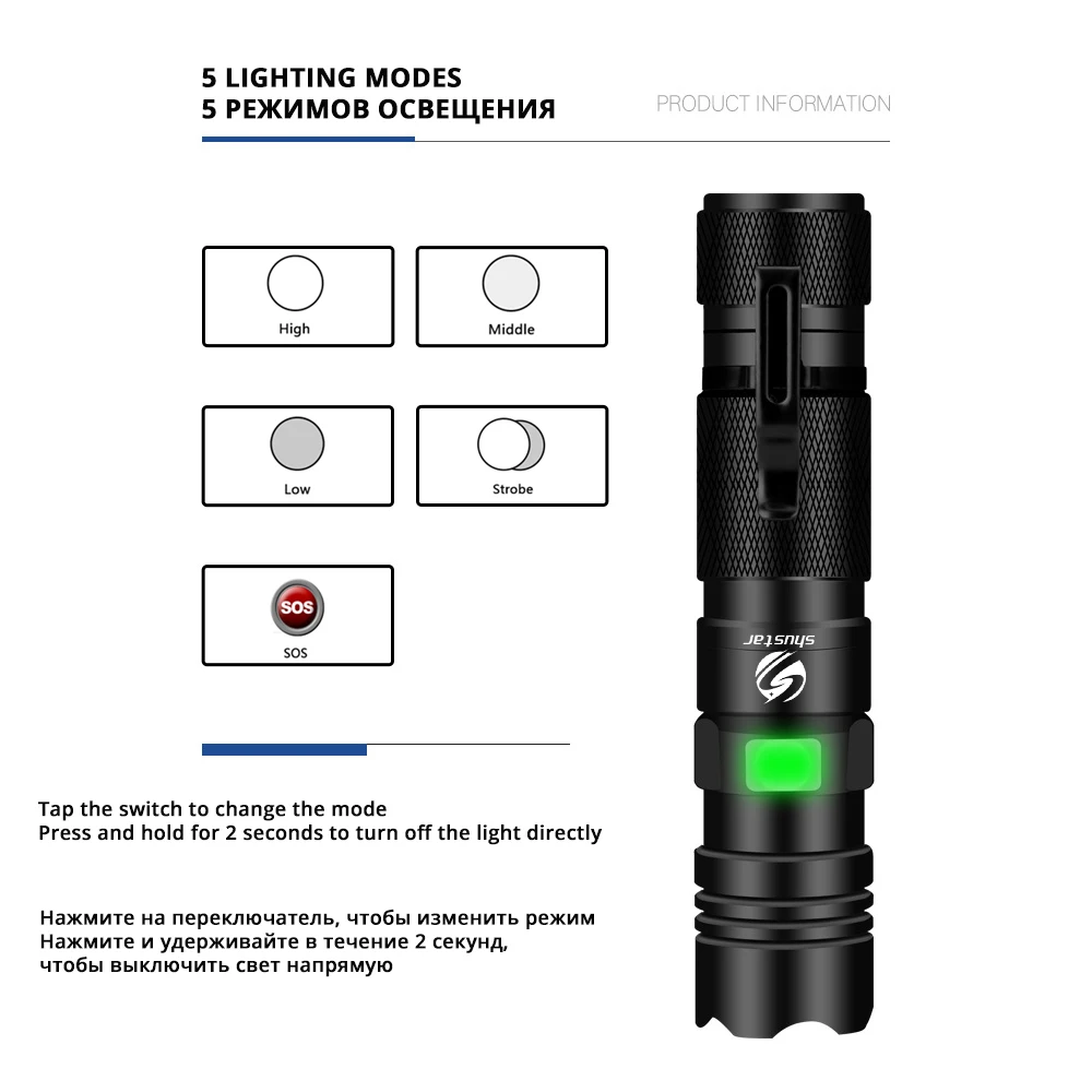 Super Lyse Taktisk LED Lommelygte Opladning af Micro Torch Støtte zoom-5-belysning funktioner Egner sig til jagt, cykling, osv. 1