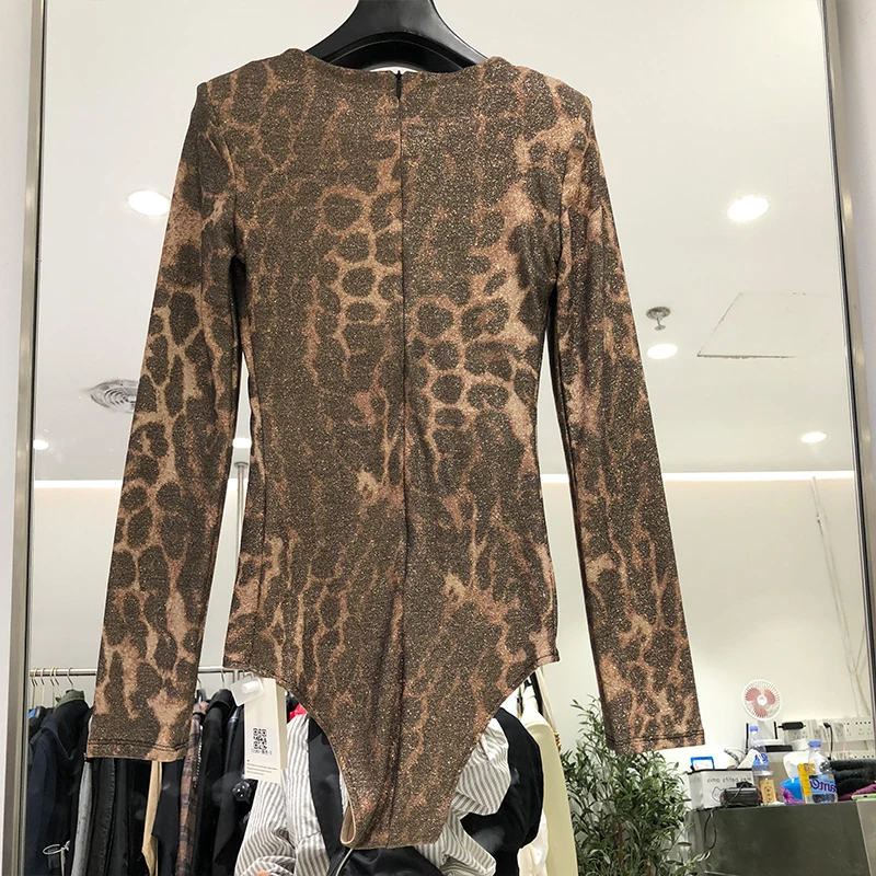 AELESEEN Sexet Leopard Print Body Kvinder Efterår og Vinter Elastisk Høj Qaulity Designer Bodyer 1