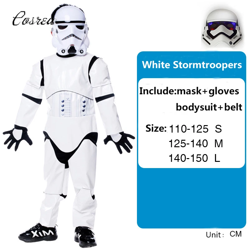 Storm Trooper Darth Vader, Anakin Skywalker Rey Riddere af Ren Børn Cosplay Kostume Party Tøj Kappe og Maske 1