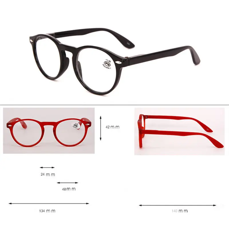 Mode Runde Briller Til Læsning Mænd Kvinder Retro Rød Blå Sort Vintage Briller Ultralet Briller Ramme 1