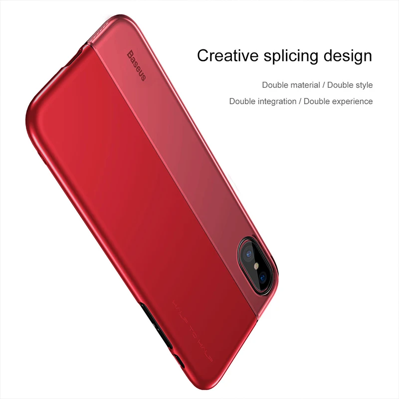 Baseus Phone Case for iPhone X Skinner Kreative Splejsning Design-Anti-fingeraftryk Beskyttelse Dække Sagen Rød Guld 1