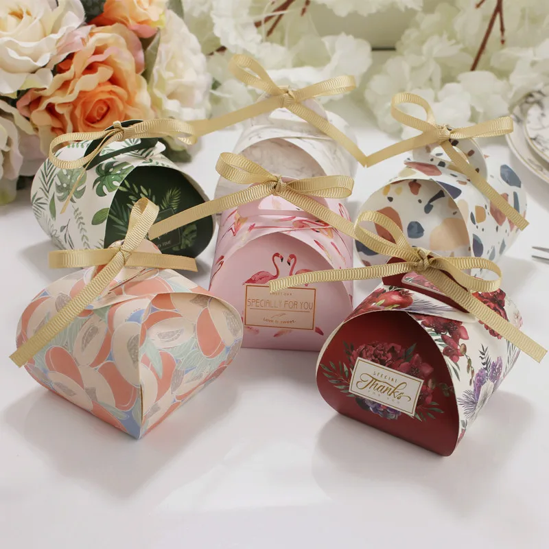 Flerfarvet Bryllup Fordel og Gave Æsker af Papir Candy Box Kage Emballage Gaver Poser til Baby Shower, Fødselsdag Part Forsyninger 1