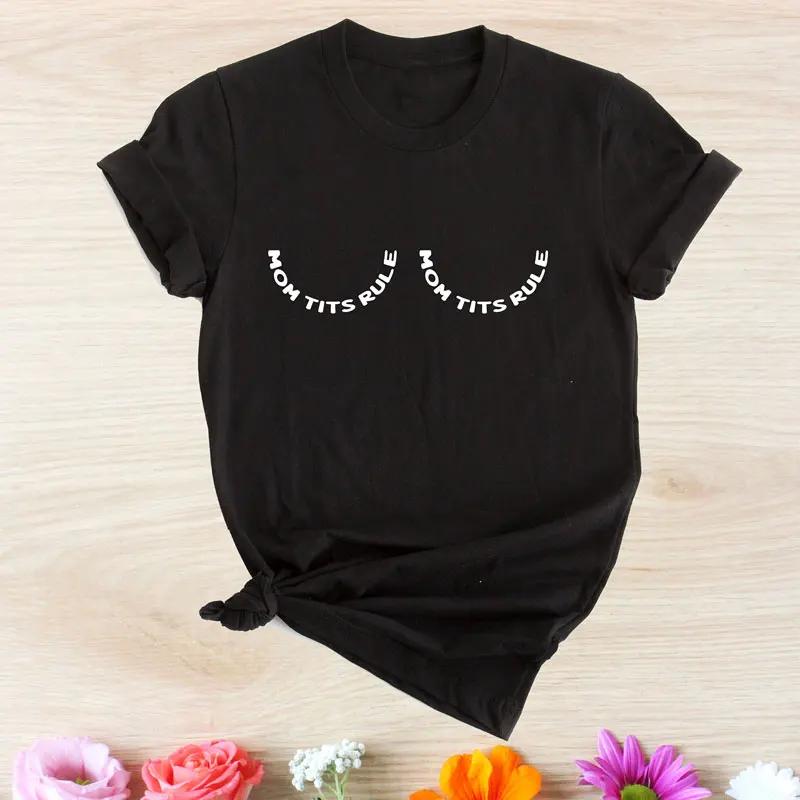 Mødre Bryster Regel T-shirt af 90'erne Sjove Grafiske Amning Boobs t-Shirt Top Casual Beføjelser Kvinder Feministiske Tshirt Drop Shipping 1
