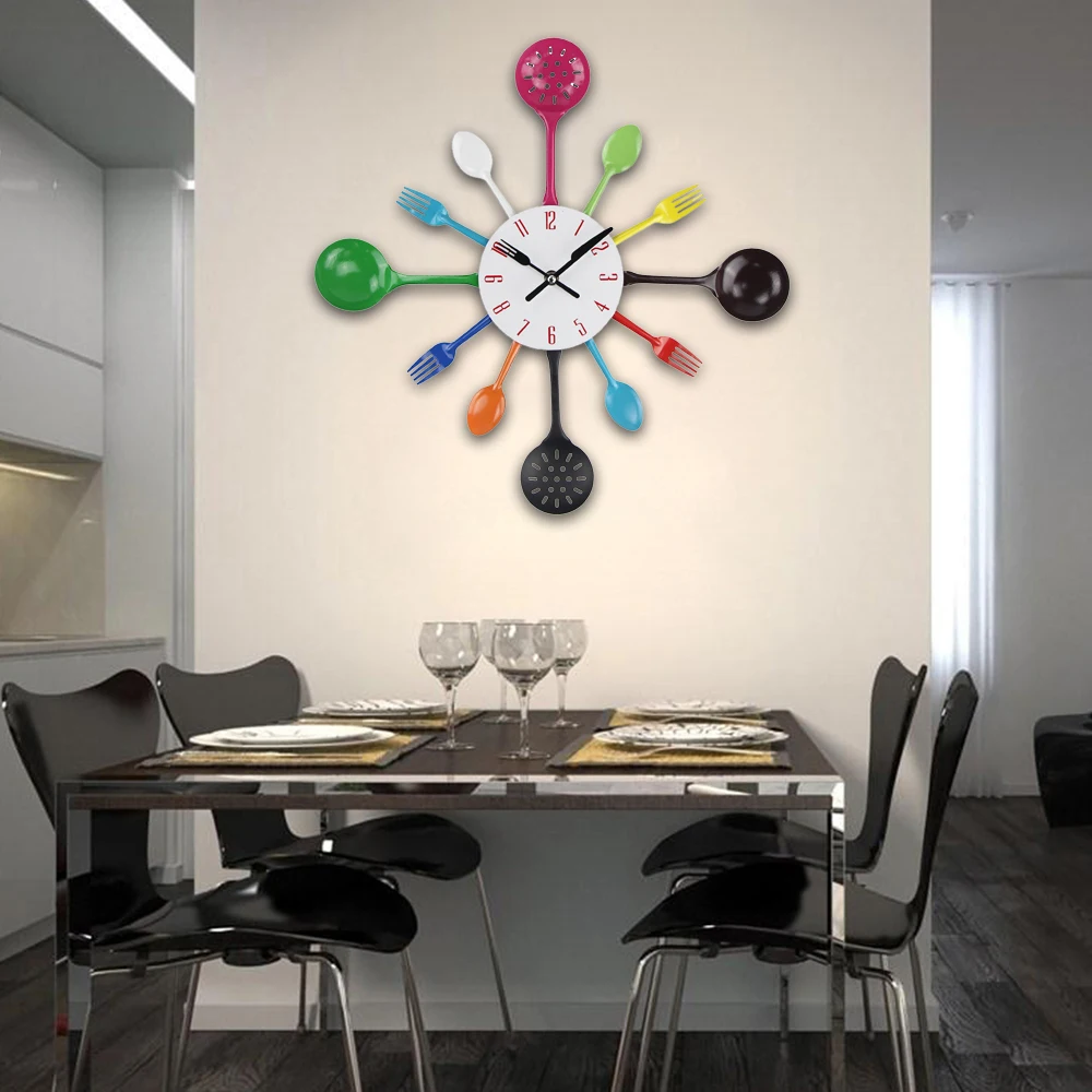 Ik Køkken Vægur Ske, Gaffel Kvarts Vægmonteret Slient Ure Moderne Design Horloge Murale Væggen Clocks2020 Hot Salg 1