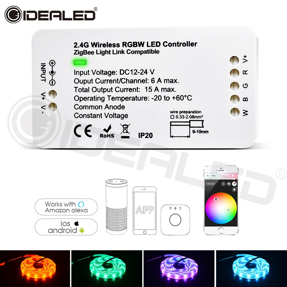 Zigbee APP Control RGBW Led Strip lights Smart Home-Controller, vandtæt Tape lyser arbejde med ZLL Echo Plus og Lightfy Hub 1