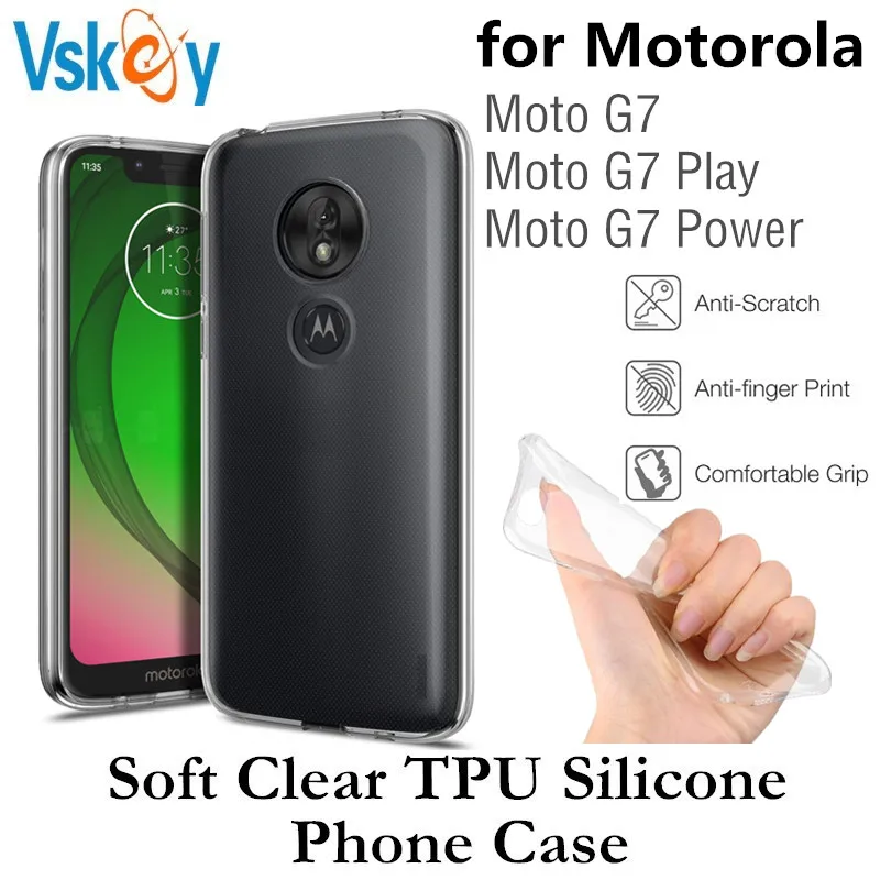 VSKEY 100pcs Ultra Tyndt Klart, Telefon-etui til Motorola Moto G7 Power Blød Gennemsigtig TPU Silikone Cover til Moto G7 Spil 1