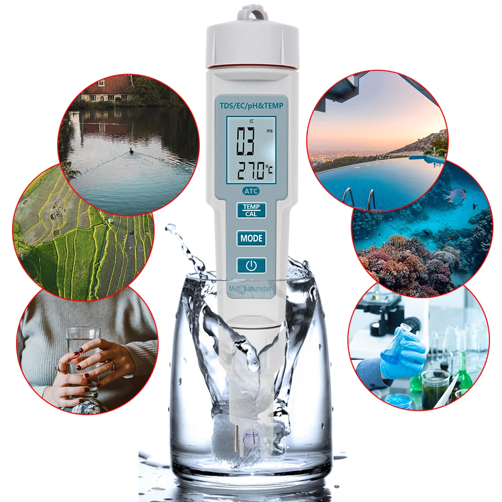 4 i 1 PH TDS EF Temp Måleren Tester PH Digital Water Quality Monitor Værktøjer Vand Filter Renhed Pen med baggrundslys 50%off 1
