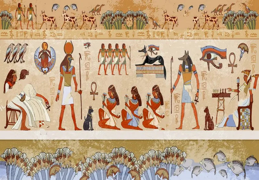 Det gamle Egypten Hieroglyffer Udvendige Egyptiske Grunge baggrunde Høj kvalitet Computeren udskrivning af væggen baggrund 1