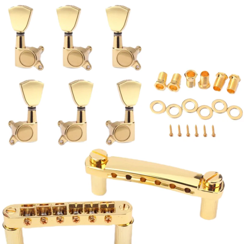Et Sæt Guld-Streng Sadlen Tune-O-Matic Bro&Tailpiece For Gb Lp-Style Electric Guitar 1