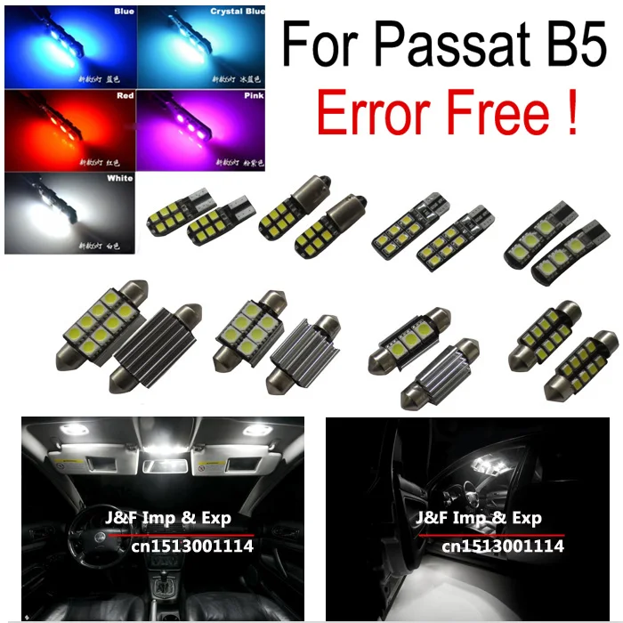 13 stk X canbus-fejl gratis LED pære Indvendige dome kort Lys Kit Pakke til Passat B5 (1998-2005) 1