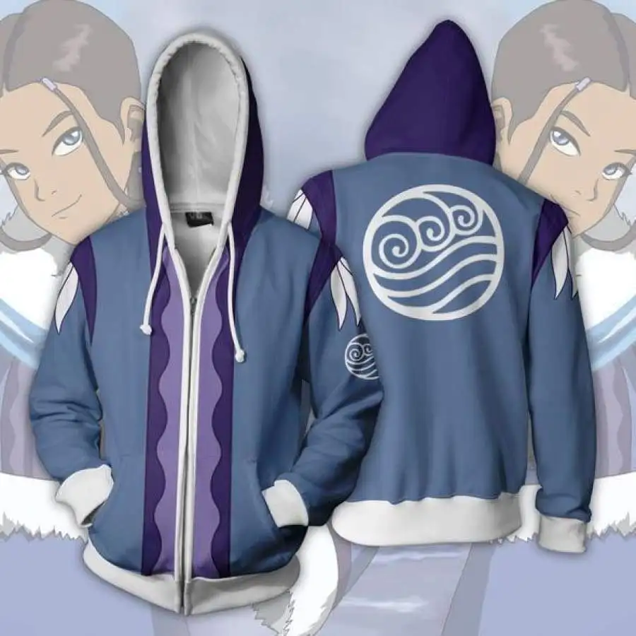 Anime Avatar Den Sidste Airbender Kostume Hoodie Sweatshirt Zip Avatar Korra Aang Cosplay Toppe Jakke 1