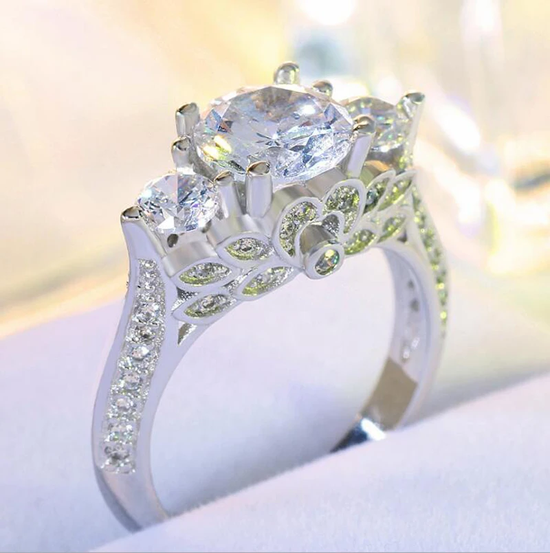 YANHUI Vintage Ringe Til Kvinder Palace Mønster Sølv Ring Cubic Zirconia Bryllup Engagement Brude Smykker Drop Shipping R066 1