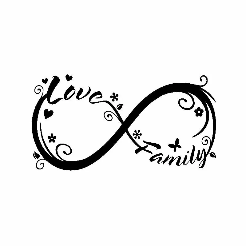 Familien Elsker Evige Symbol Sticker i Høj Kvalitet Bil, vinduesdekoration Personlighed Pvc Vandtæt Decal Sort/hvid 17cm*9cm 1