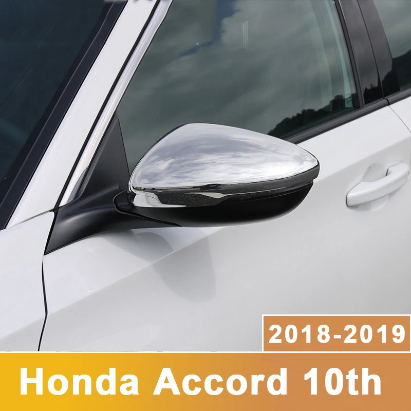 Carbon fiber Bil bakspejl Dække sidefløj Cap Shell Udvendige Chrom Styling For Honda Accord 10 2018 2019 Tilbehør 1