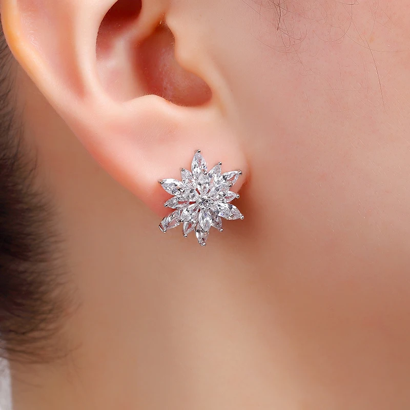 Ny mode Cubic zirconia stud øreringe pige crystal øreringe til kvinder bruden bryllup Christmas festival Øre smykker Tilbehør 1