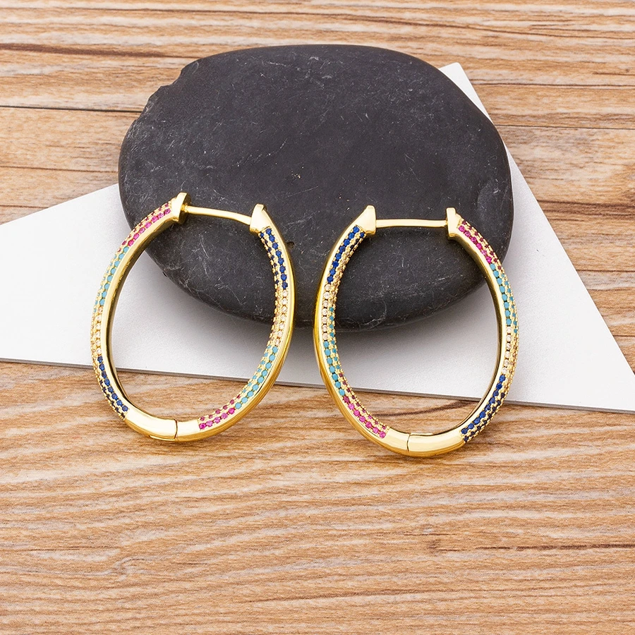 Europa og Amerika Populære Stor Cirkel Rhinestone Øreringe Kobber Zircon Mode Enkle Øreringe Smykker Gave til Kvinder 1