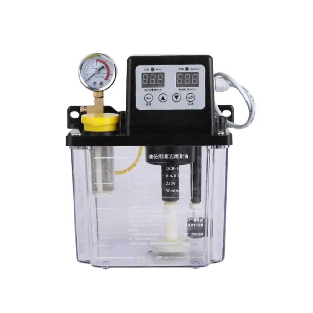 TECNR fuldautomatisk smøreolie pumpe 2L Liter med manometer 220V cnc elektromagnetisk smørepumpe 1