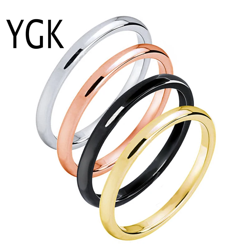 YGK Smykker 2mm Bredde MODE Wolfram Ring Kvindelige Charme Ring Bryllup Band Ring for Kvinder Elskere Party Ring 1