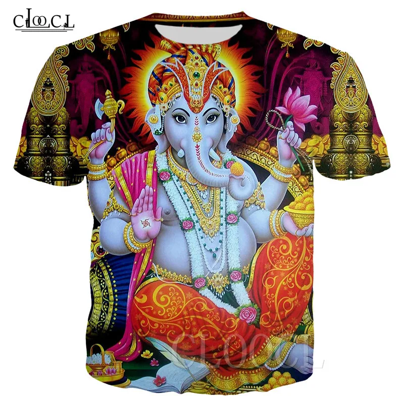 Ganesha Sommer T-shirt 3D-Print Hinduistiske Gud for Visdom, Ganesha Tshirt Mænd Kvinder Kort Ærme Hip Hop Harajuku Sweatshirts t-Shirt 1