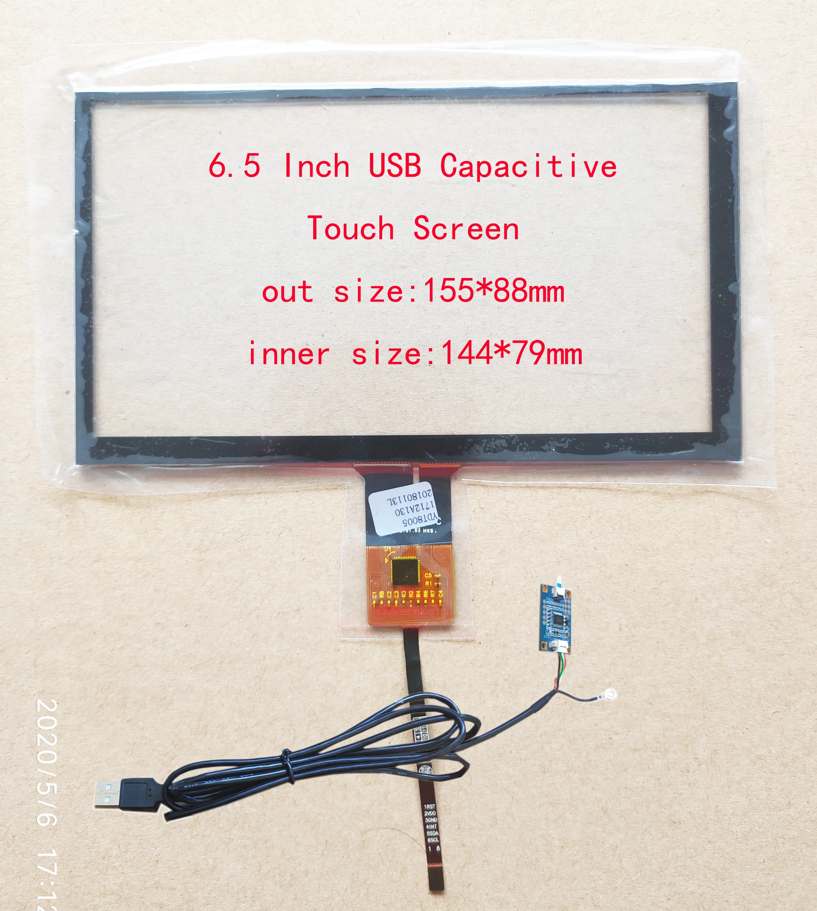 6.2 6.5 tommer Bil Radio Touch Screen Sensor Digitizer med USB-Driver board controller Win7 8 10 Rasbian 155*88mm AT065TN14 1