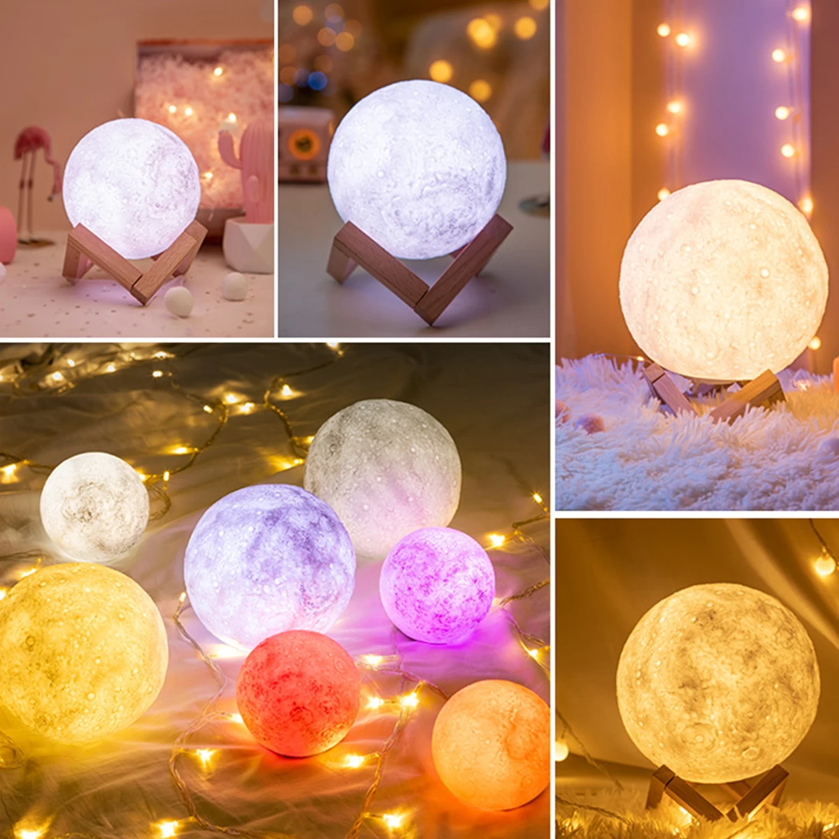 LED Nat Lys Børn er Lys Nat Lampe til Hjemme-3D-Print Moon Lamp Genopladelige Farve Ændre 3D-Light Touch Sovende Lampe 1