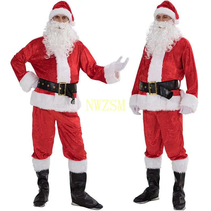 Cosplay kostume Mærke 5PCS Santa Claus Kostume til Mænd, Kvinder Passer til julefrokost Outfit Lyst til Xmas Kjole 1