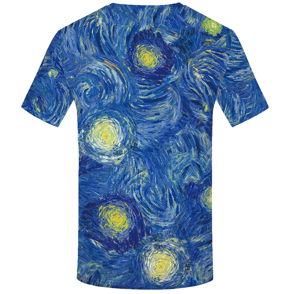 KYKU Mærke Van Gogh T-shirt med Stjerner, T-shirts blå Tshirt kunst shirts maleri Toppe, Korte ærmer tøj Stjerner tøj 3d-T-shirt 1
