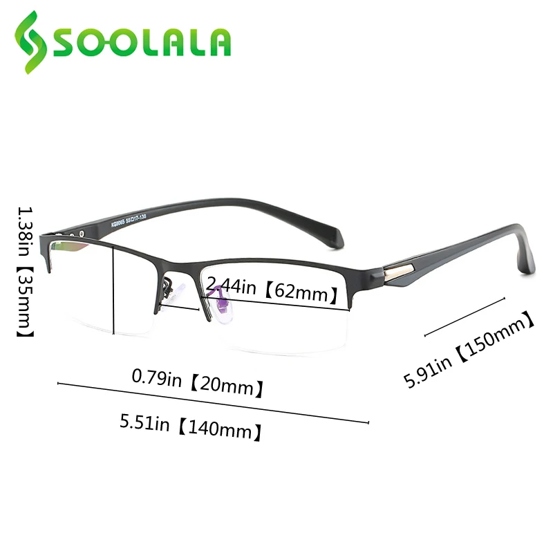 SOOLALA Herre Semi-Uindfattede Nærsynethed Briller Recept Computer Optiske Billeder Brillerne -0.5 -1.0 -1.5 -2.0 at -4.5 -5.0 -5.5 -6.0 1