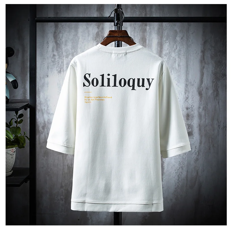 T-shirt soliloquies 2020 Nyt bogstav print kortærmet T-shirt Print Korte Ærmer O-Neck t-Shirts Mandlige Mode Shirt 1