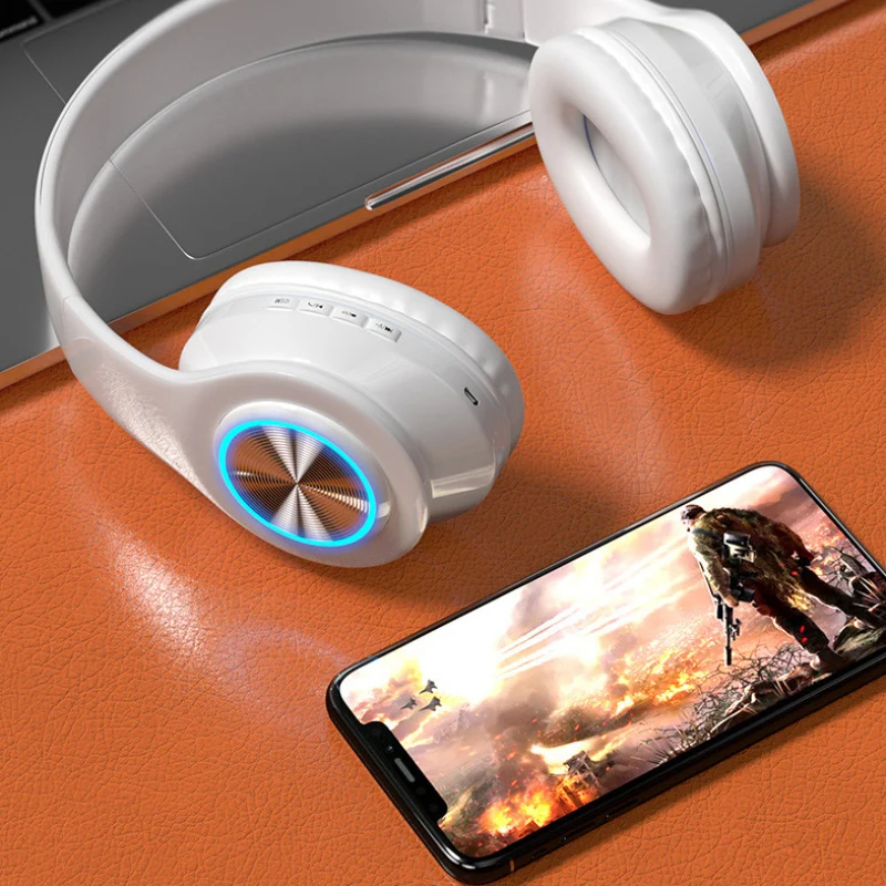 Trådløs Bluetooth-Hovedtelefon Øretelefon LED Headset Sport Macaron inPods Boom Bærbare 5.0 HIFI Stereo Hovedtelefon Med MIKROFON TF Kort 1