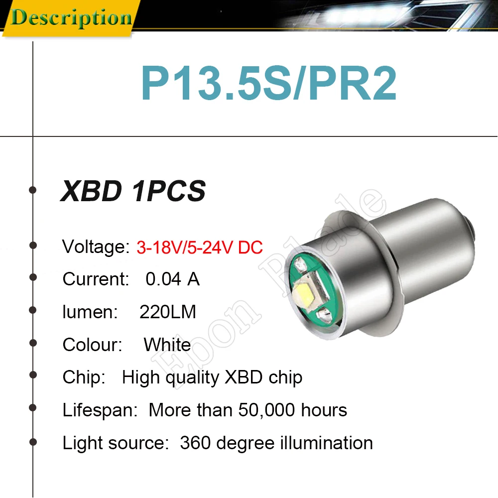 2STK P13.5S Base PR2 PR3 LED Upgrade Pære til Maglite Udskiftning af Pærer Konvertering Kit til C/D-Lygter Fakkel 3V-18V 5-24V DC 1