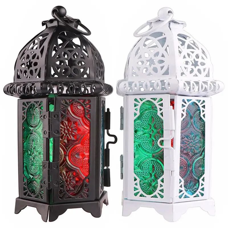 CSS Klassisk Marokkansk Indretning Vindtæt lysestager Offerfund Strygejern Glas Hængende Stearinlys Lysestage Lanterne Fest Hjem Bryllup Deco - 1