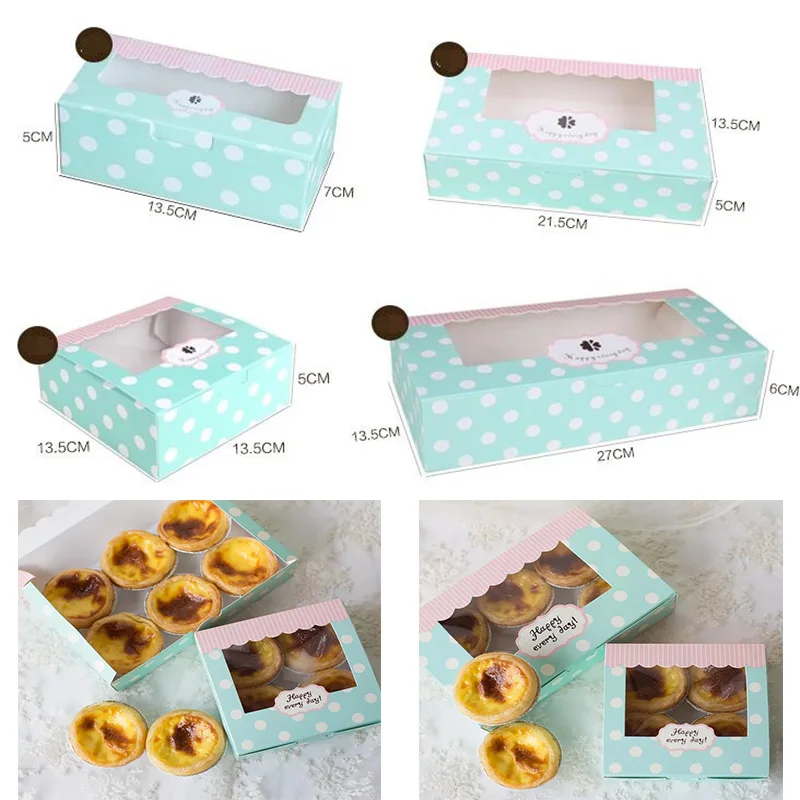 Blå Prik/Kraftpapir Cookie Emballage honningkager cookie kiks, slik, kage kasse bageri gave emballage, kasser part favoriserer levering 1