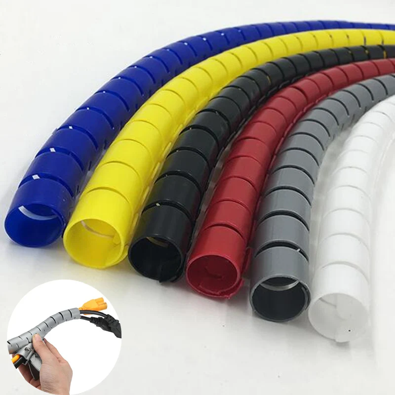 Smuk PE plast spiral kabel-wrap Forhindre sammenfiltring indpakning skrumpe ledning kabel-flettet ærme beskyttelse 1