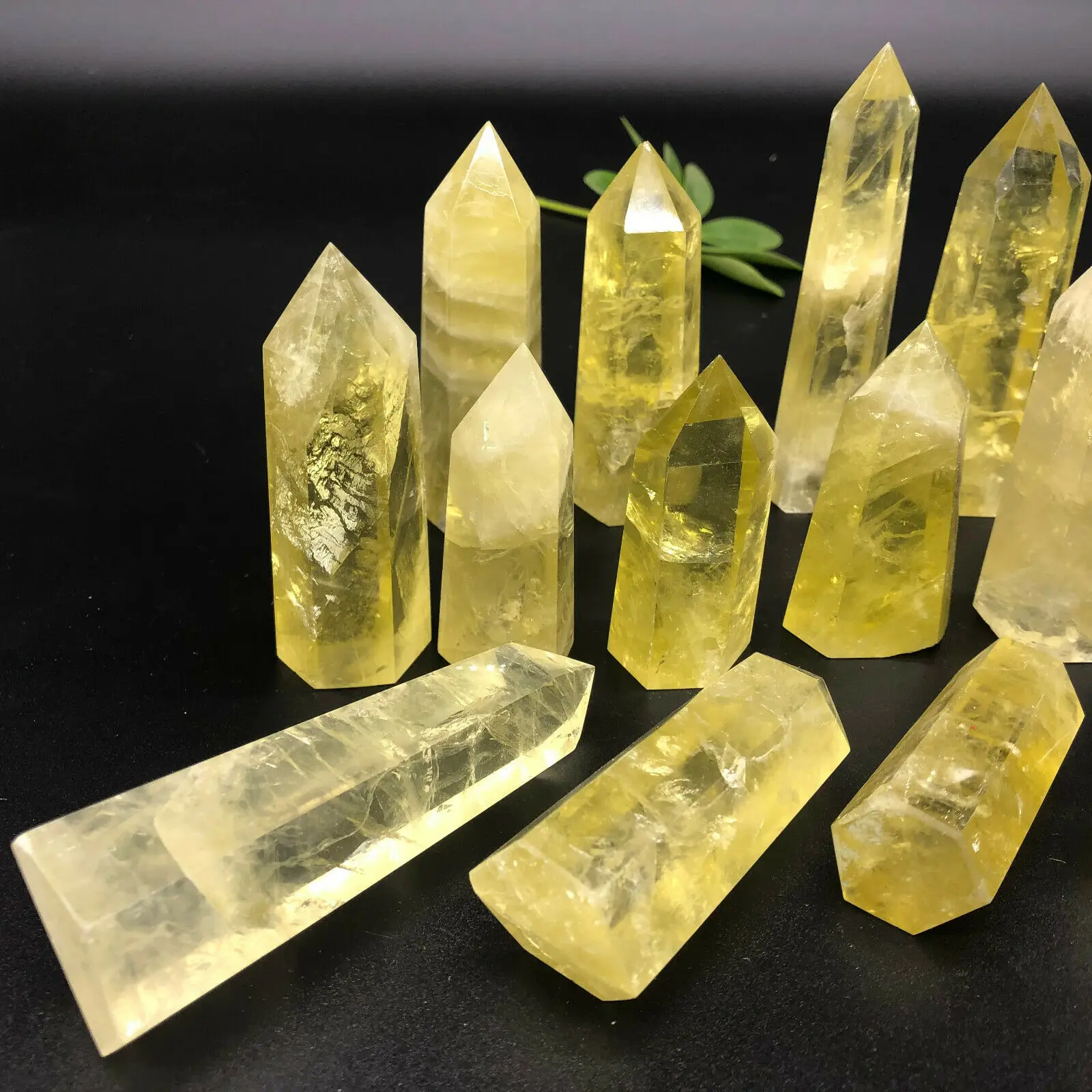Naturlig citrin krystal kvarts obelisk wand punkt healing 60-80mm 1kg 1