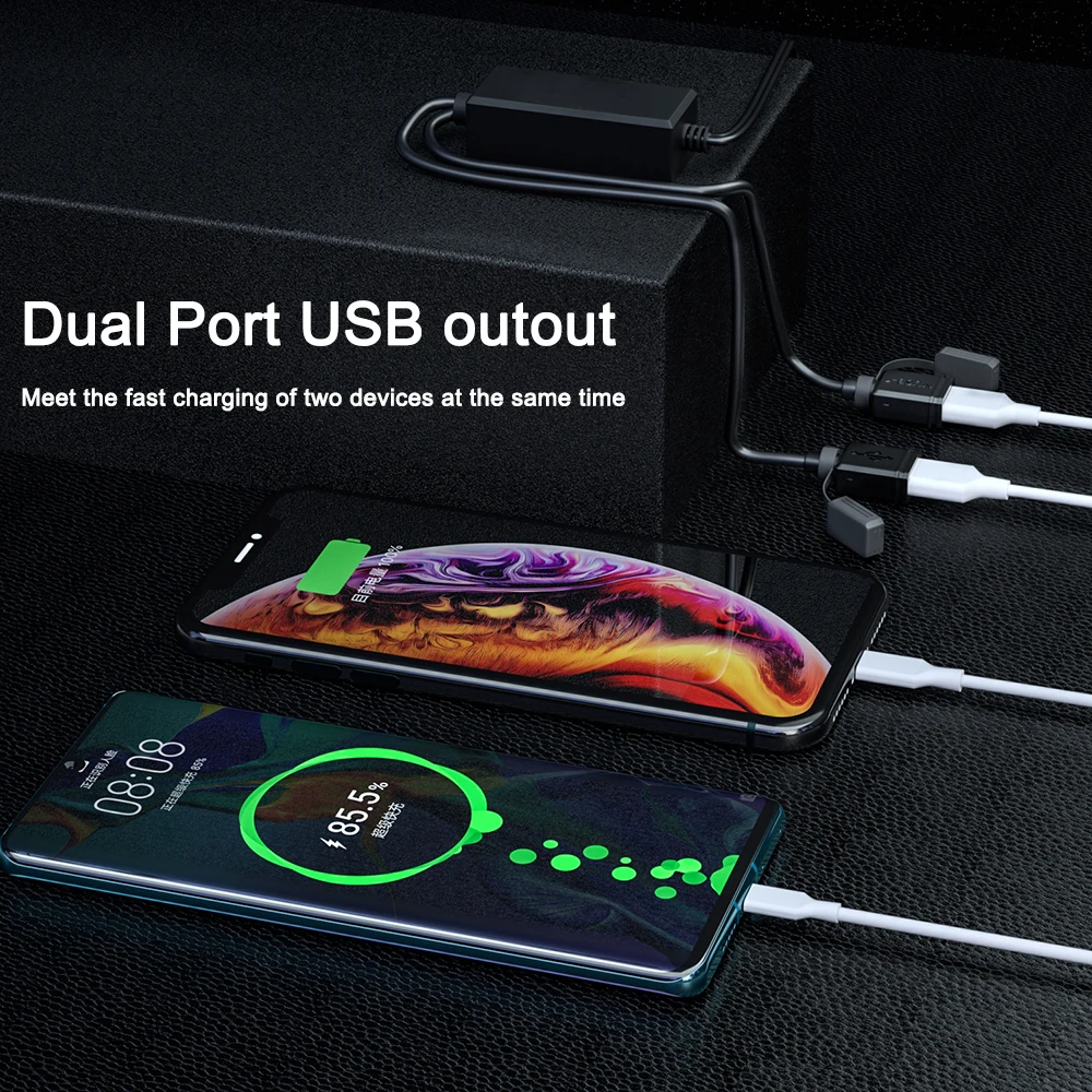 Vandtæt Dual USB Port Motorcykel Styret Oplader SAE Version Konfiguration af USB-Motorcykel Oplader 12V-24V Hurtig Oplader 3.0 1